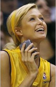 Paris Hilton with a Blackberry
