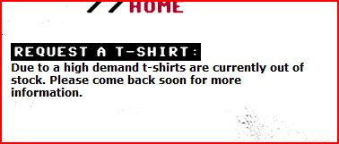 No t-shirts due to high demand